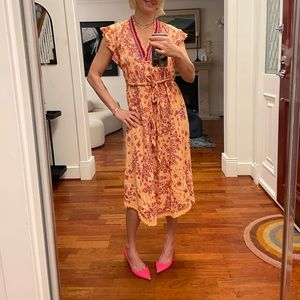 Poupette St. Barth Orange, Pattern Print Printed long dress XS